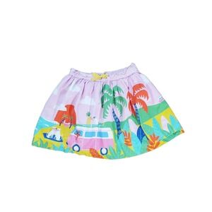 Mini Boden Skirt Girl's 7-8 Yrs Pink Cats RV Beach Hammock Love Summer Palms